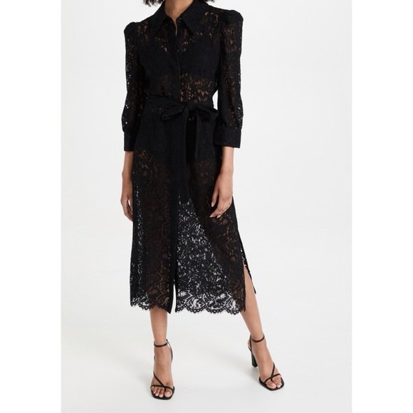 L'AGENCE Kaiya 3/4 Sleeve Black Lace Dress - Size X-Large - Picture 4 of 12